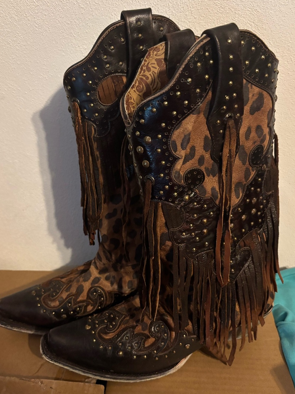 Corral Women's Brown and Black Fringe Boots